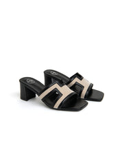 Sabot con fascia bicolore - NERO