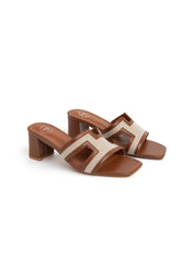 Sabot con fascia bicolore - CAMMELLO