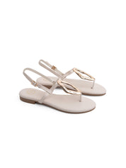 Flip-flop sandal with maxi gold accessory - BEIGE
