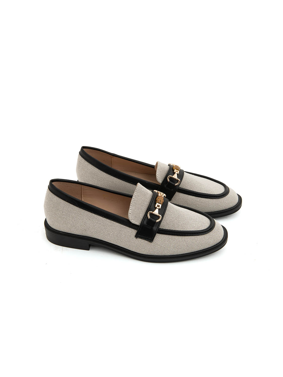 Mocassino bicolore con morsetto oro - NERO