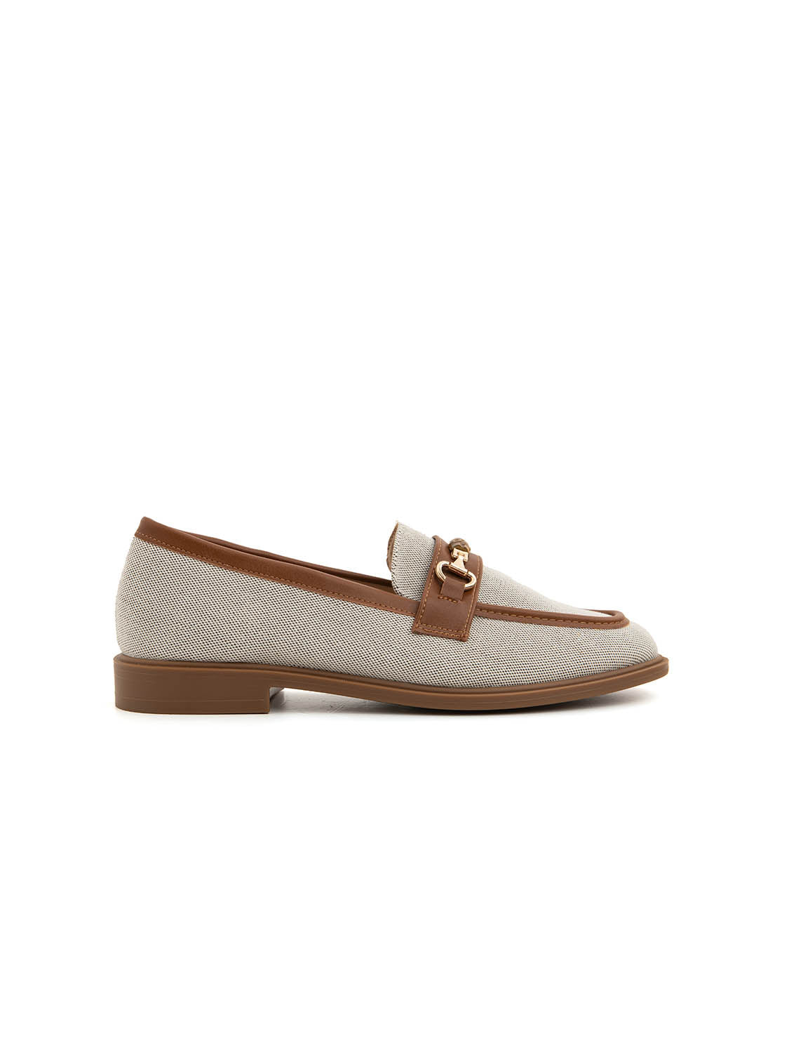 Mocassino bicolore con morsetto oro - CAMMELLO