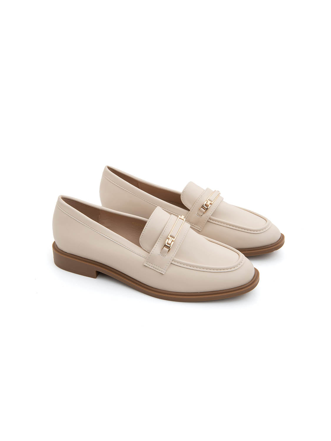 Mocassino slim con morsetto bicolore - BEIGE