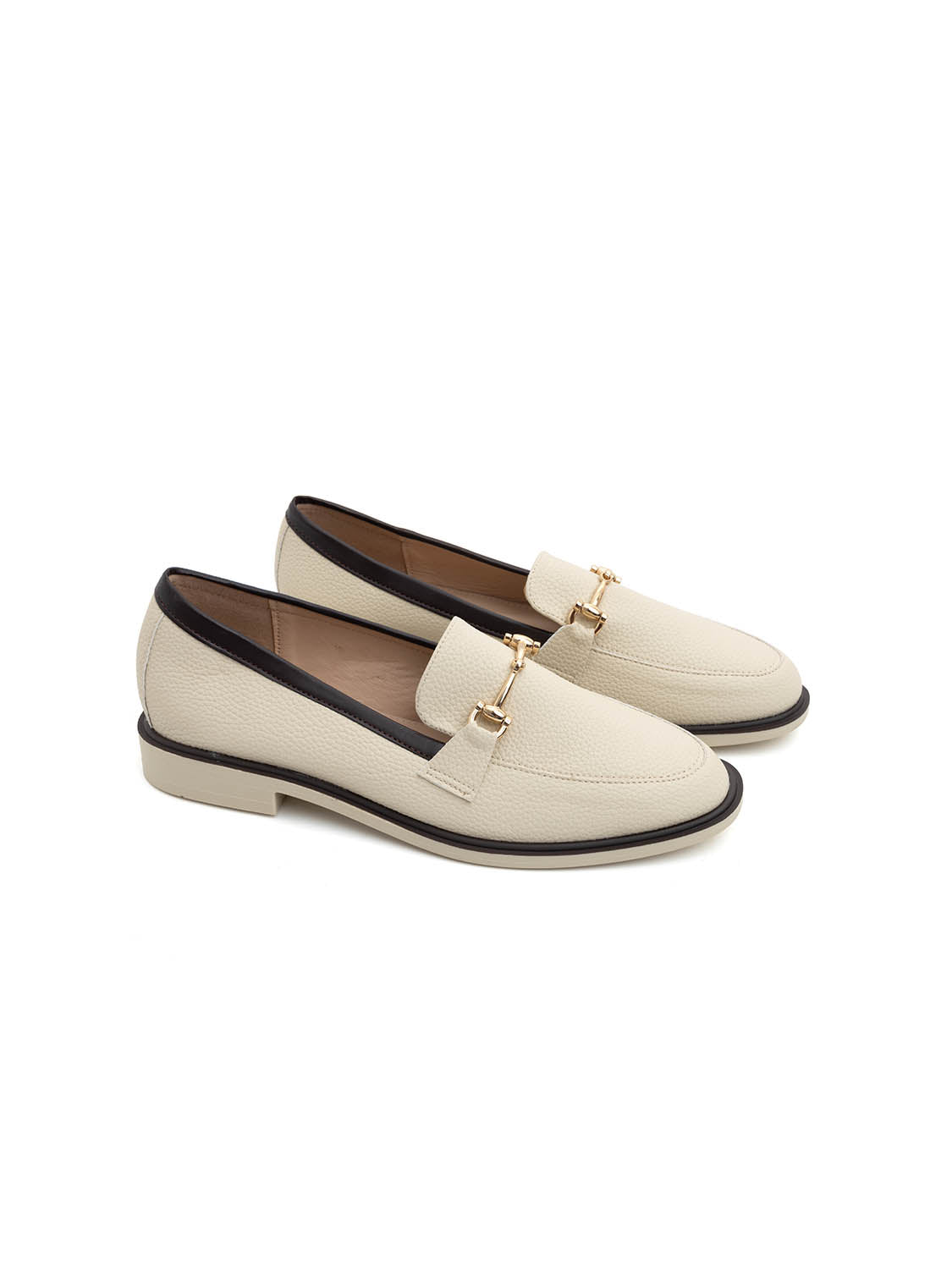 Mocassino outline slim con morsetto oro - BEIGE