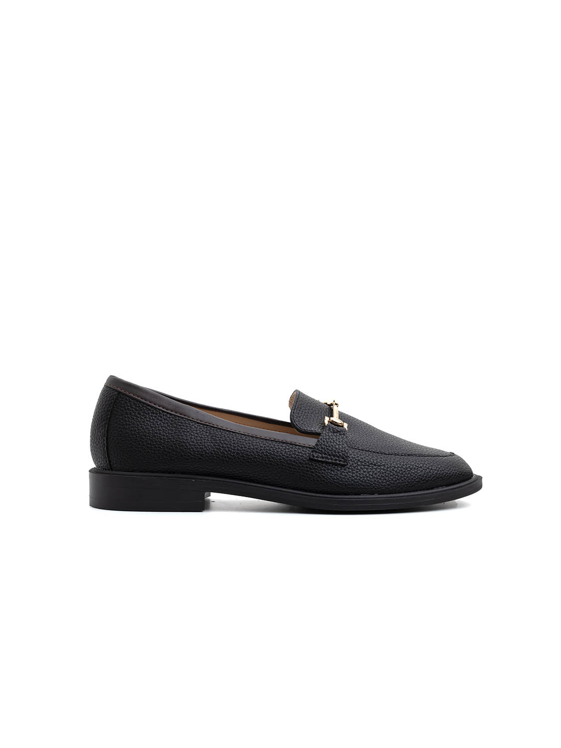 Mocassino outline slim con morsetto oro - NERO