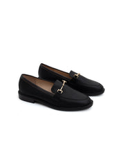 Mocassino outline slim con morsetto oro - NERO