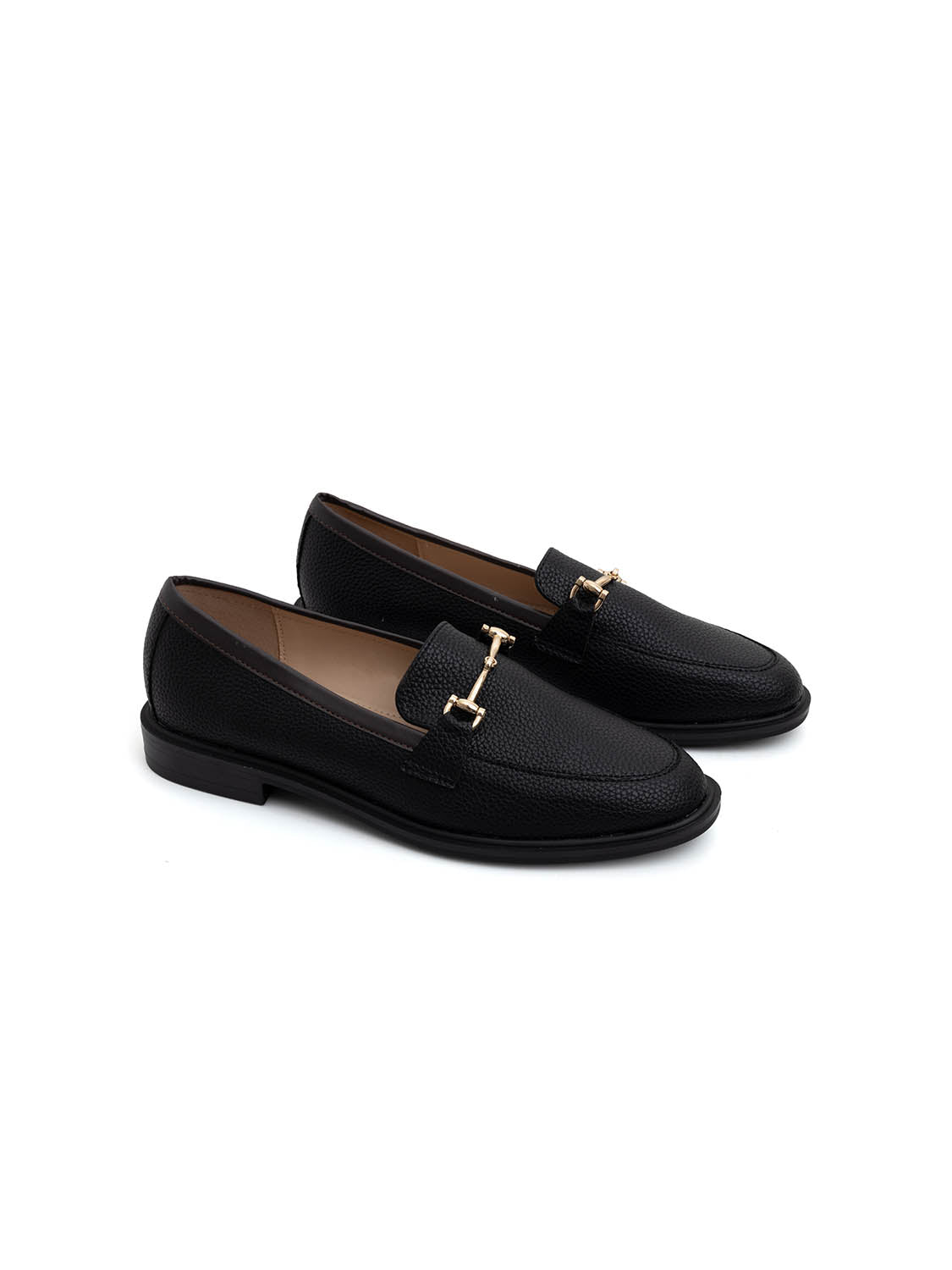 Mocassino outline slim con morsetto oro - NERO