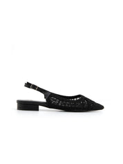 Slingback con ricamo - NERO