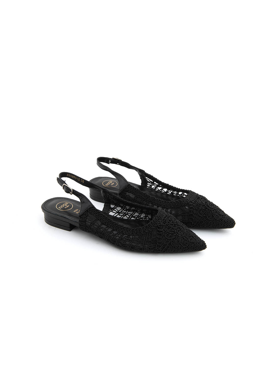 Slingback con ricamo - NERO