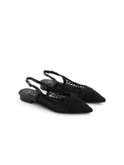 Slingback con ricamo - NERO