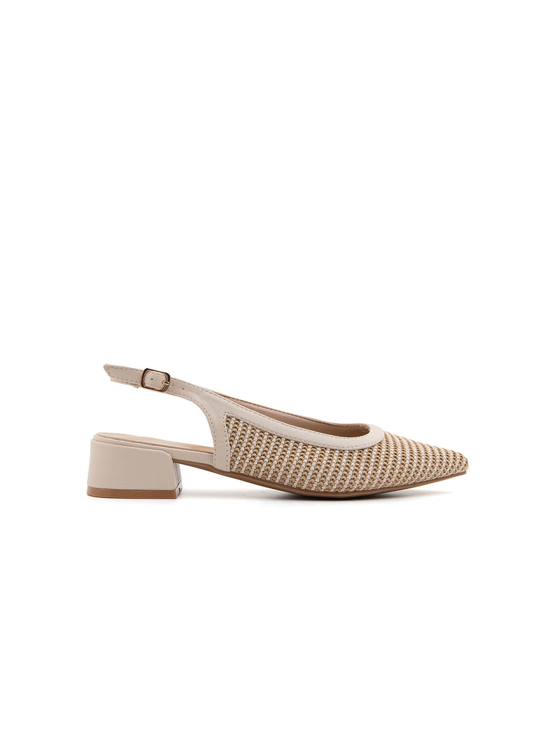 Slingback textured a punta - BEIGE