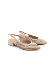 Slingback textured a punta - BEIGE