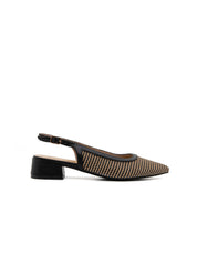 Slingback textured a punta - NERO