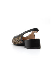 Slingback textured a punta - NERO
