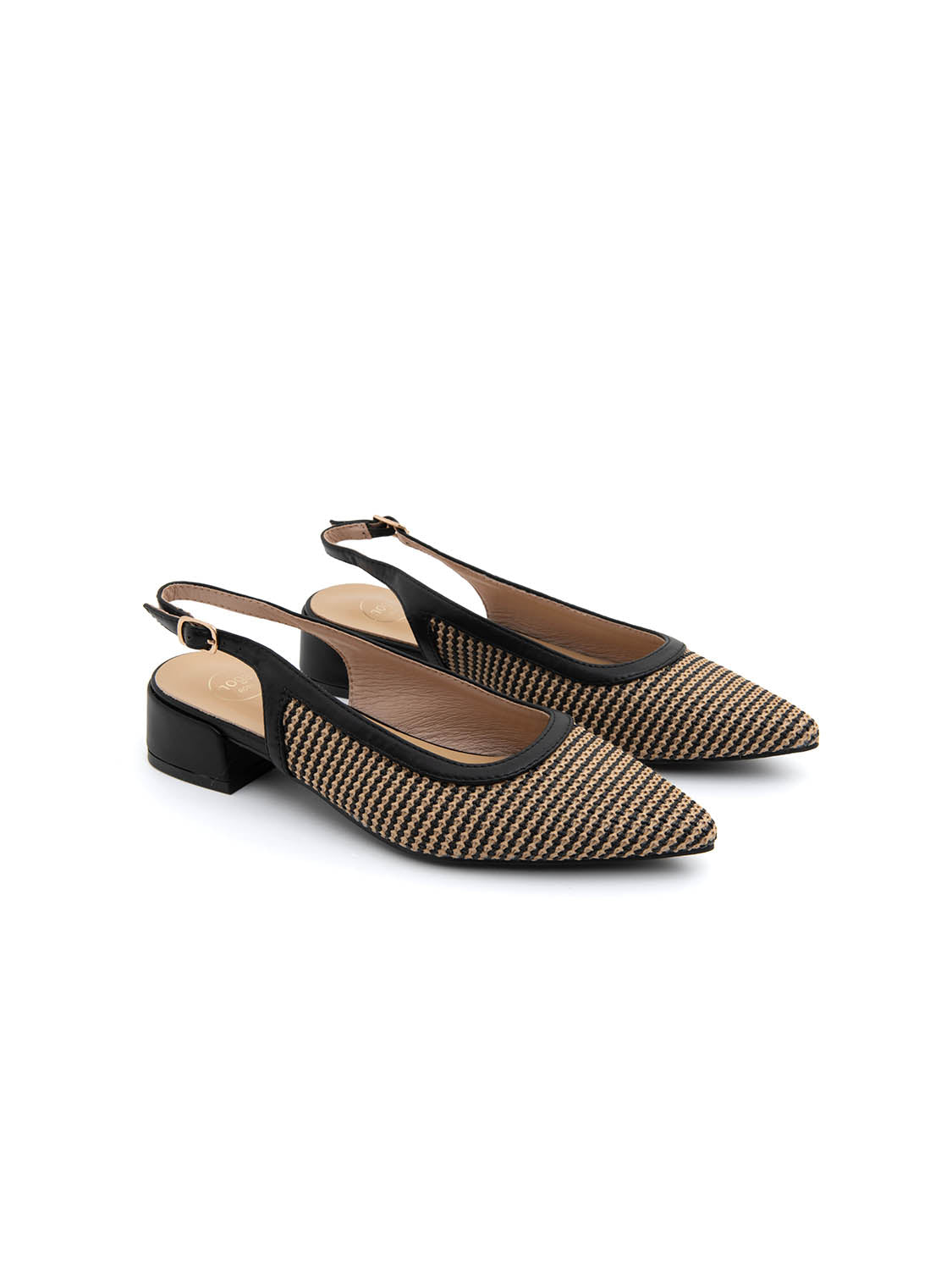 Slingback textured a punta - NERO