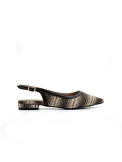 Tonal texture slingback - BLACK