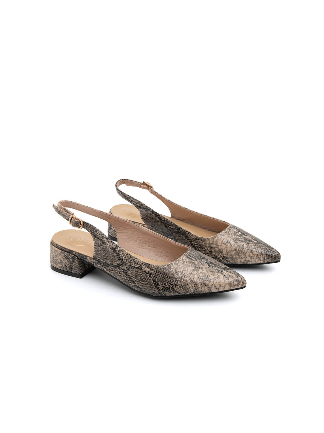 Slingback daily-chic pitonata - KHAKI