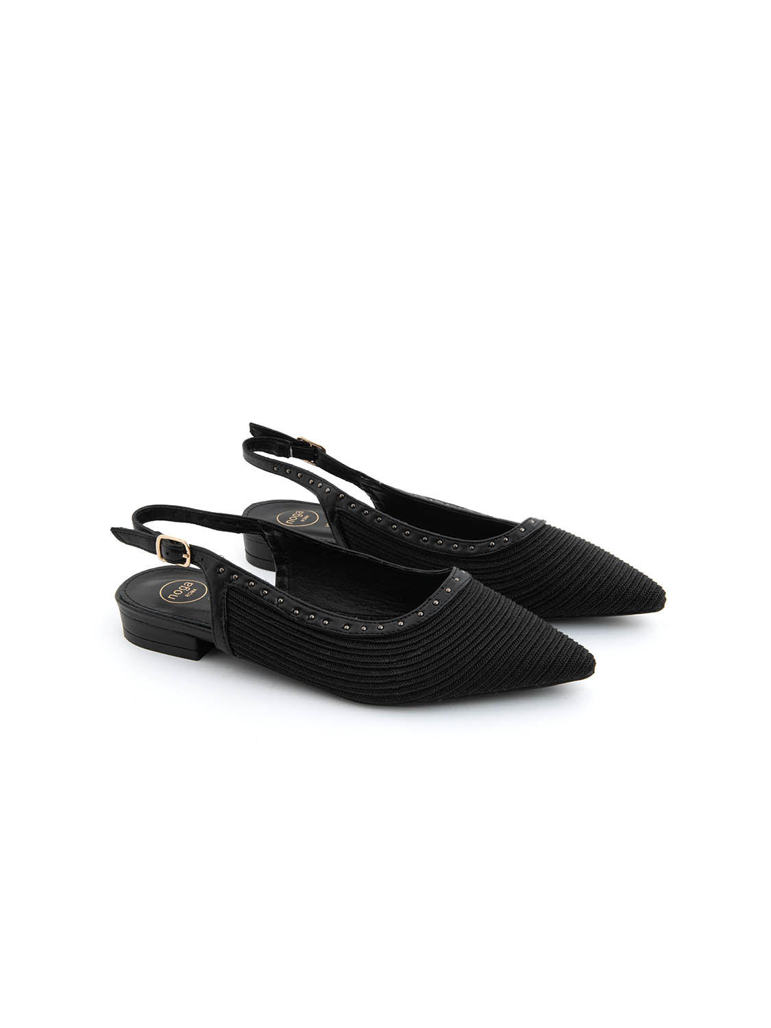 Slingback studded intrecciata - NERO