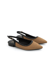 Slingback studded intrecciata - KHAKI