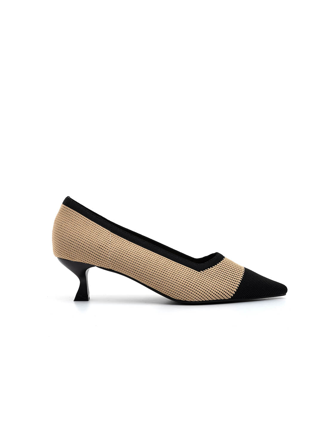 Decolleté a punta bicolore con tacco kitten - KHAKI