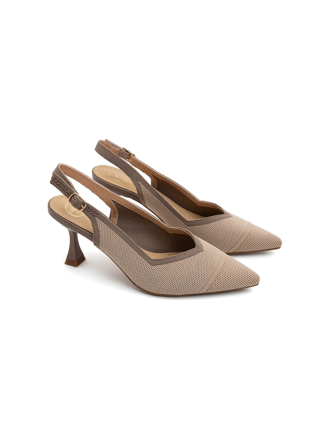 Slingback microintrecciata con tacco 7.5 cm - BEIGE