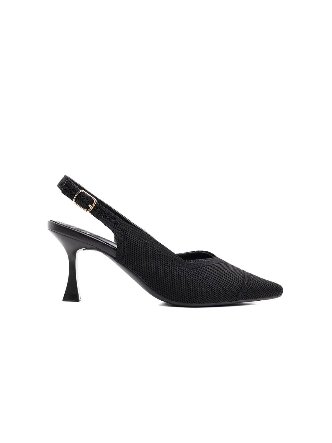 Slingback microintrecciata con tacco 7.5 cm - NERO