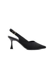 Slingback microintrecciata con tacco 7.5 cm - NERO