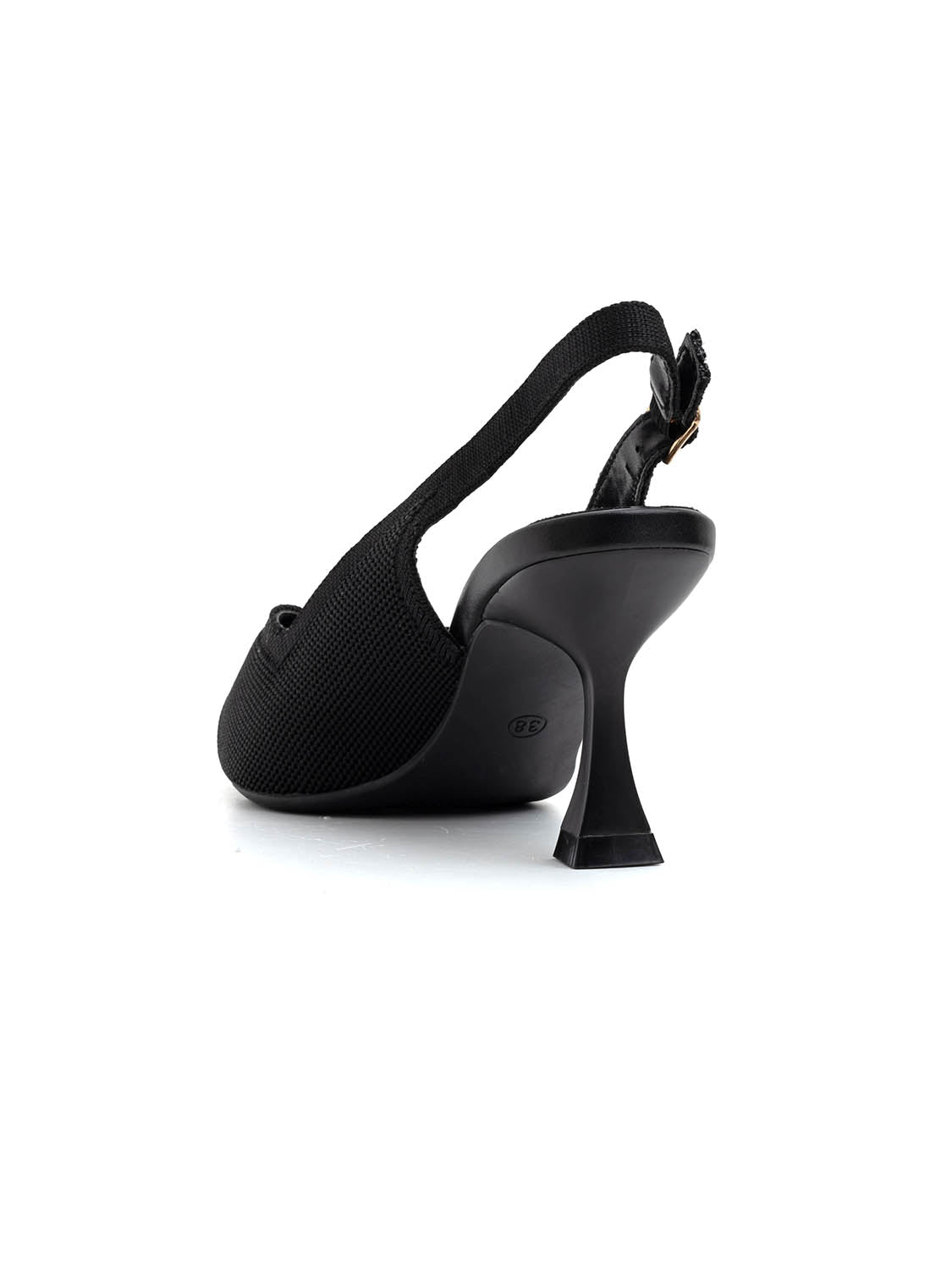 Slingback microintrecciata con tacco 7.5 cm - NERO