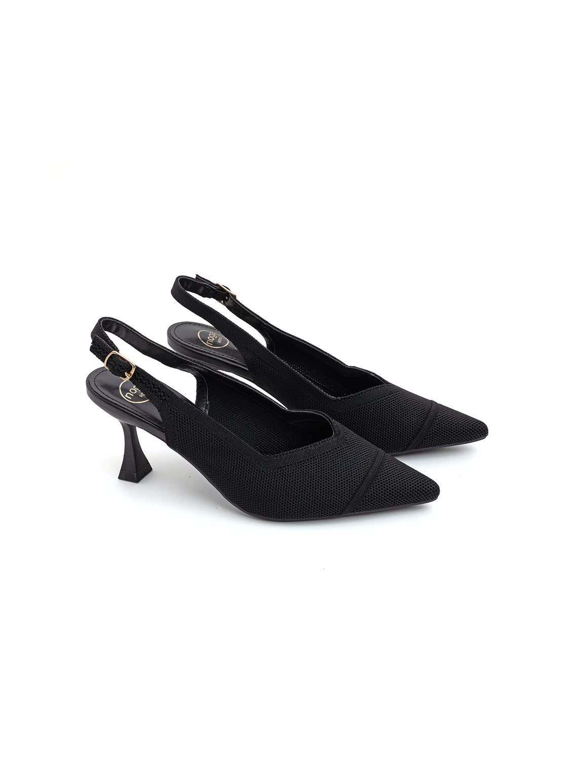 Slingback microintrecciata con tacco 7.5 cm - NERO