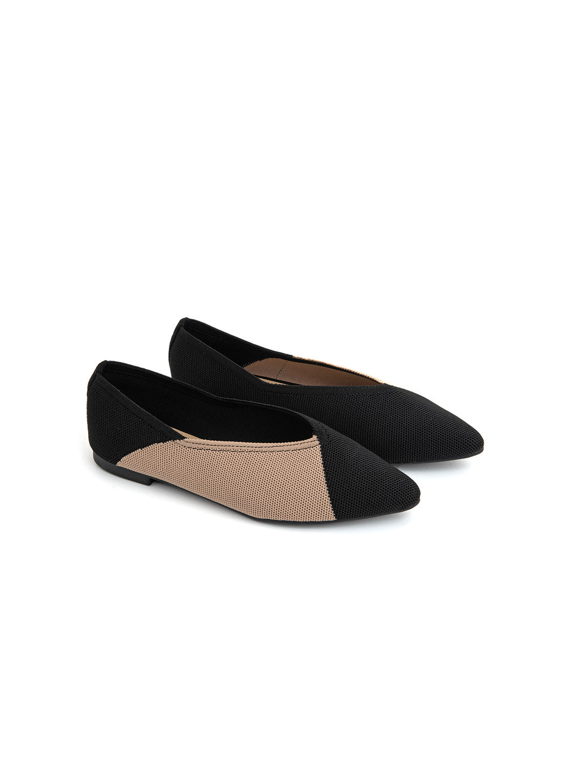 Ballerina micro-intrecciata bicolore - NERO