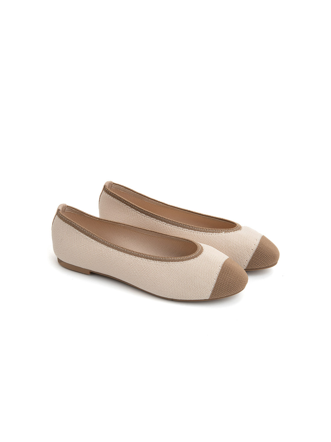 Ballerina classica micro-intrecciata bicolore - BEIGE