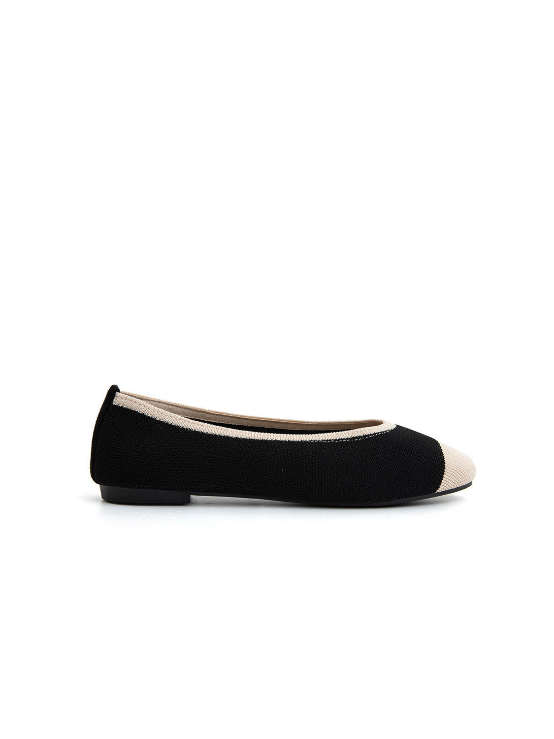 Ballerina classica micro-intrecciata bicolore - NERO