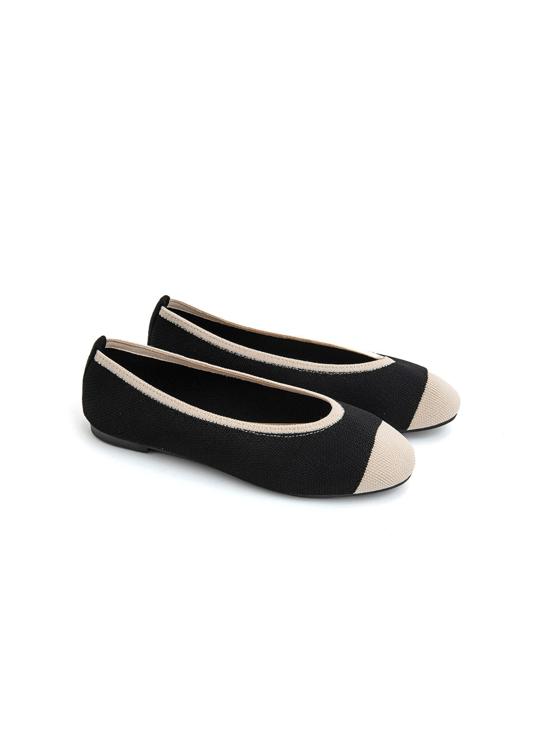 Ballerina classica micro-intrecciata bicolore - NERO