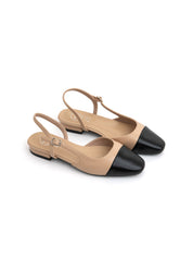 Two-tone old-style slingbacks - BLACK