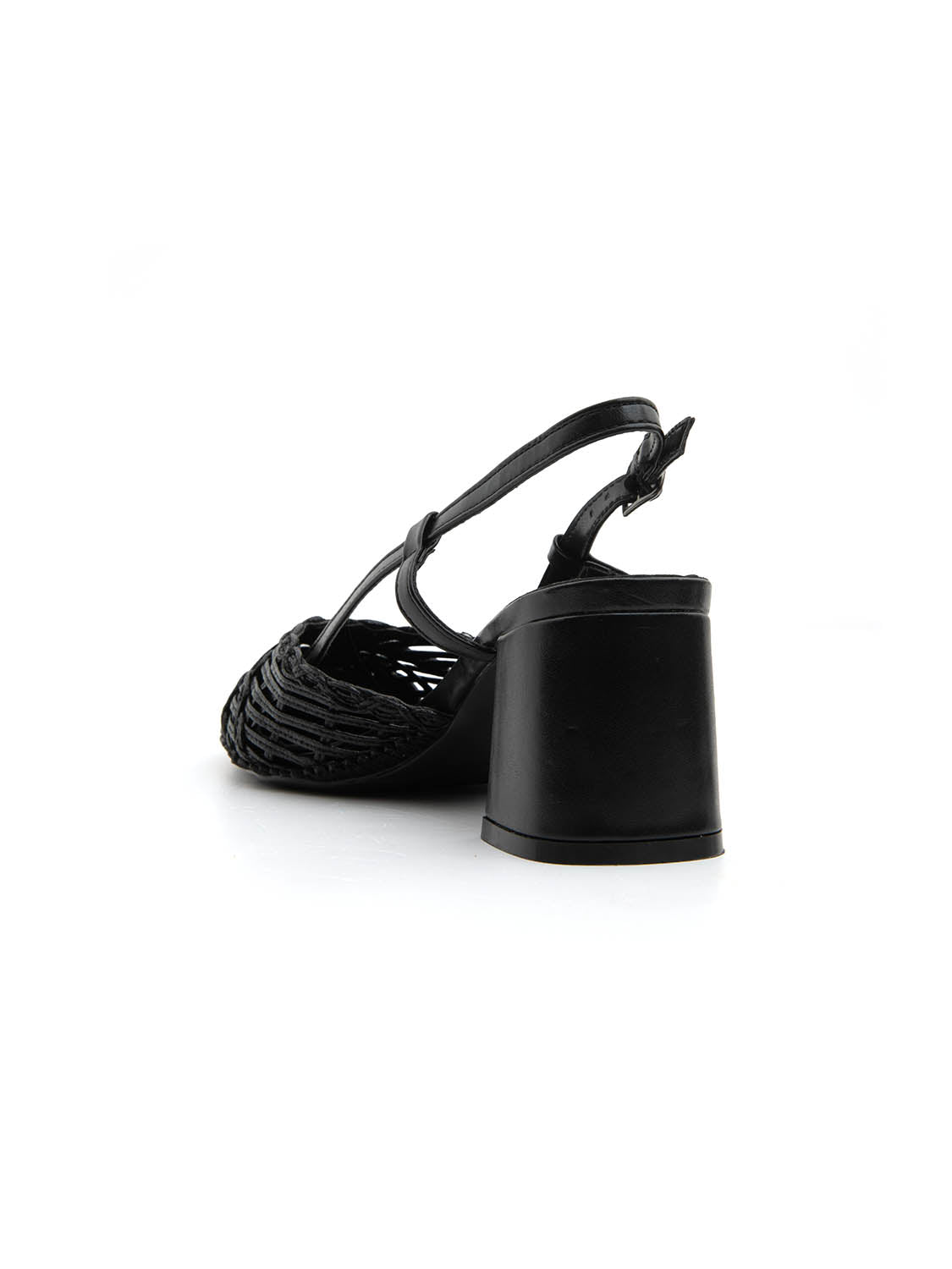 Slingback ricamata con tacco quadrato - NERO