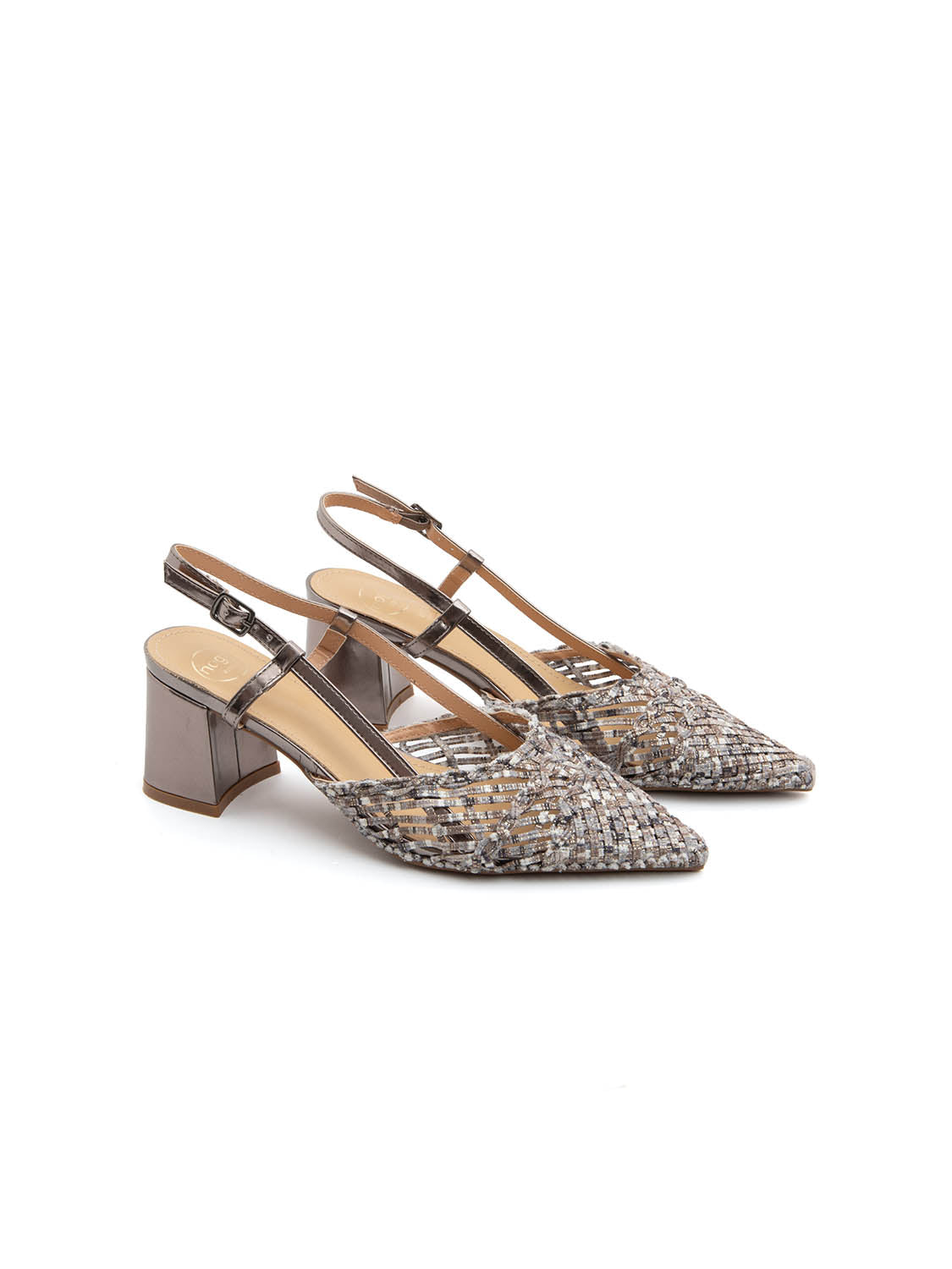 Slingback ricamata con tacco quadrato - GUN