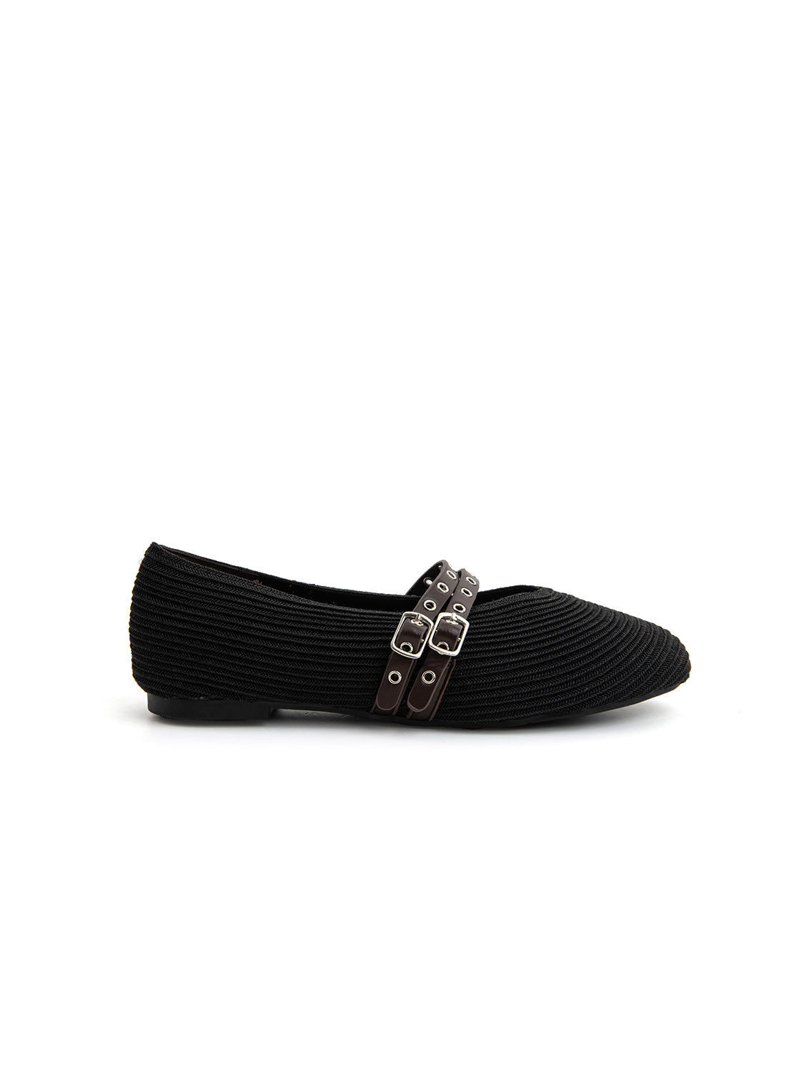Ballerina rock-edge con punta stondata - NERO