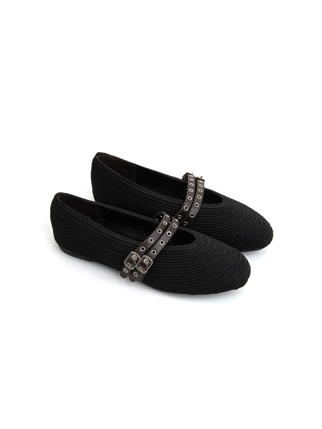 Ballerina rock-edge con punta stondata - NERO