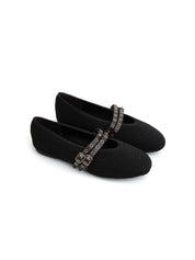 Ballerina rock-edge con punta stondata - NERO