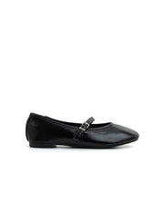 Ballerina classica in vernice con cinturino - NERO