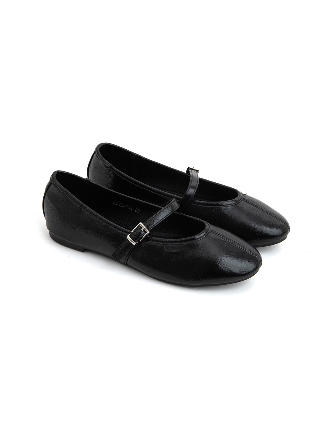 Ballerina classica in vernice con cinturino - NERO