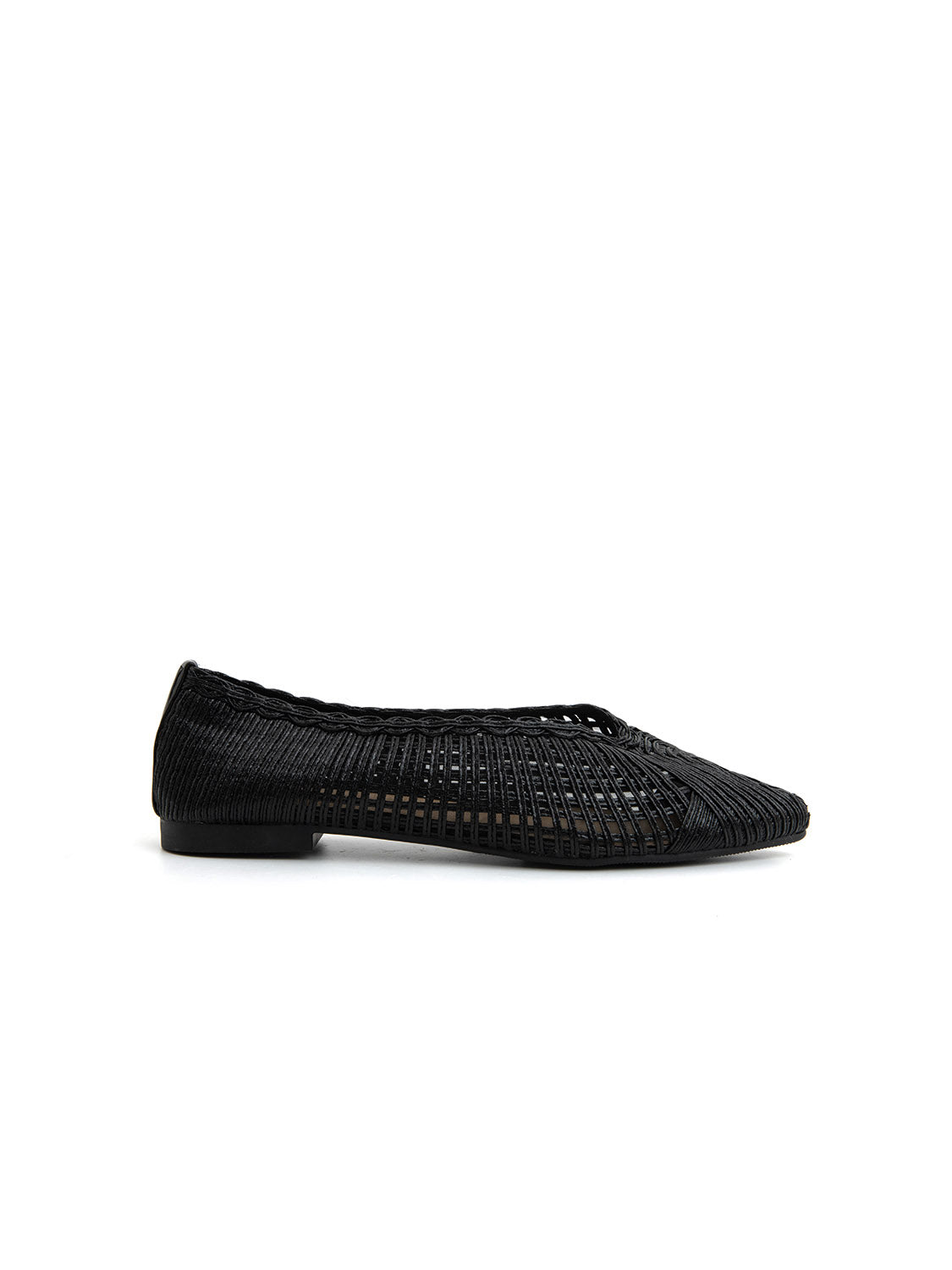 Ballerina texture-chic a punta - NERO