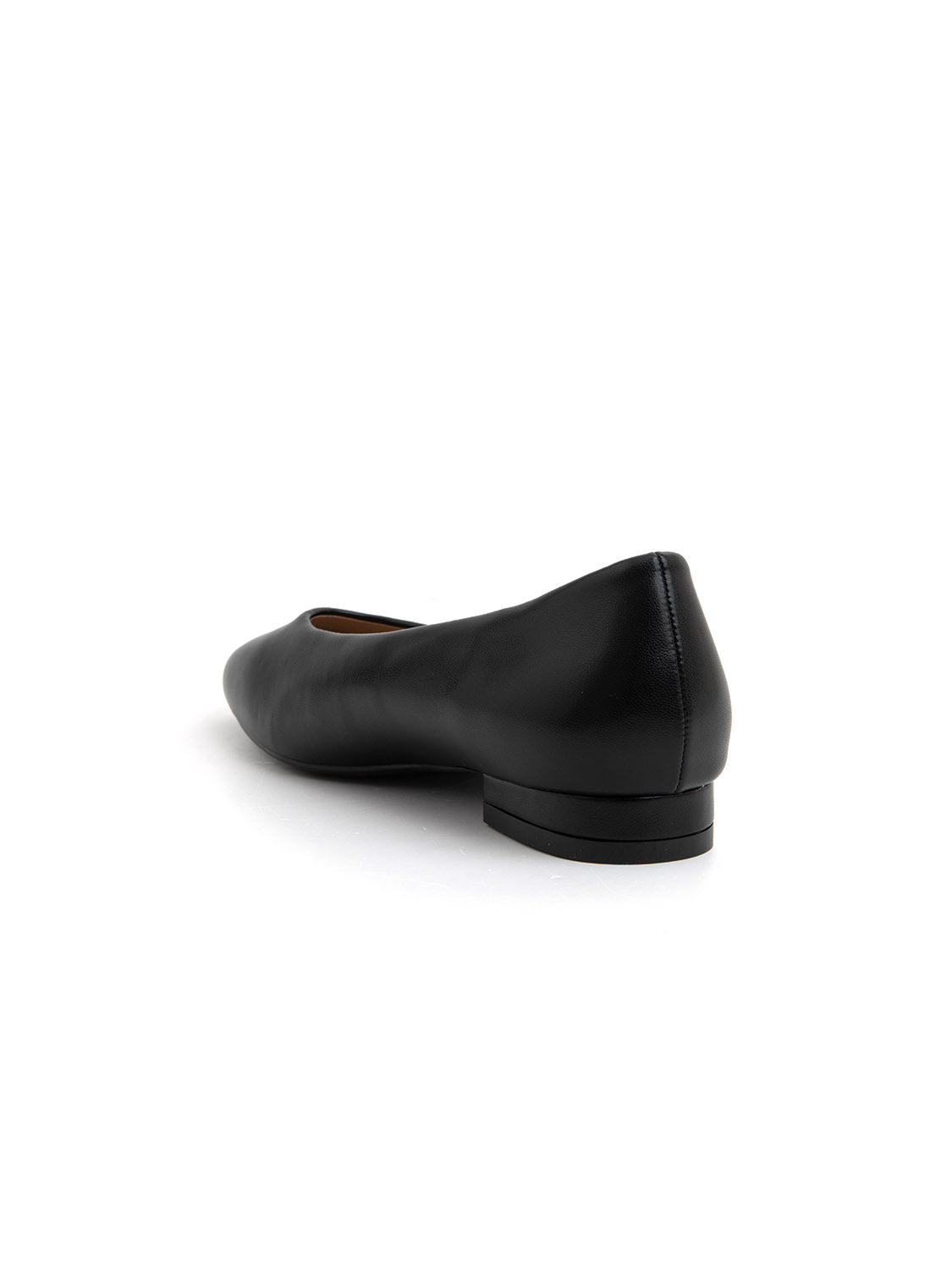 Minimal ballerina flat with sweetheart neckline - BLACK