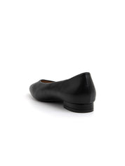 Minimal ballerina flat with sweetheart neckline - BLACK