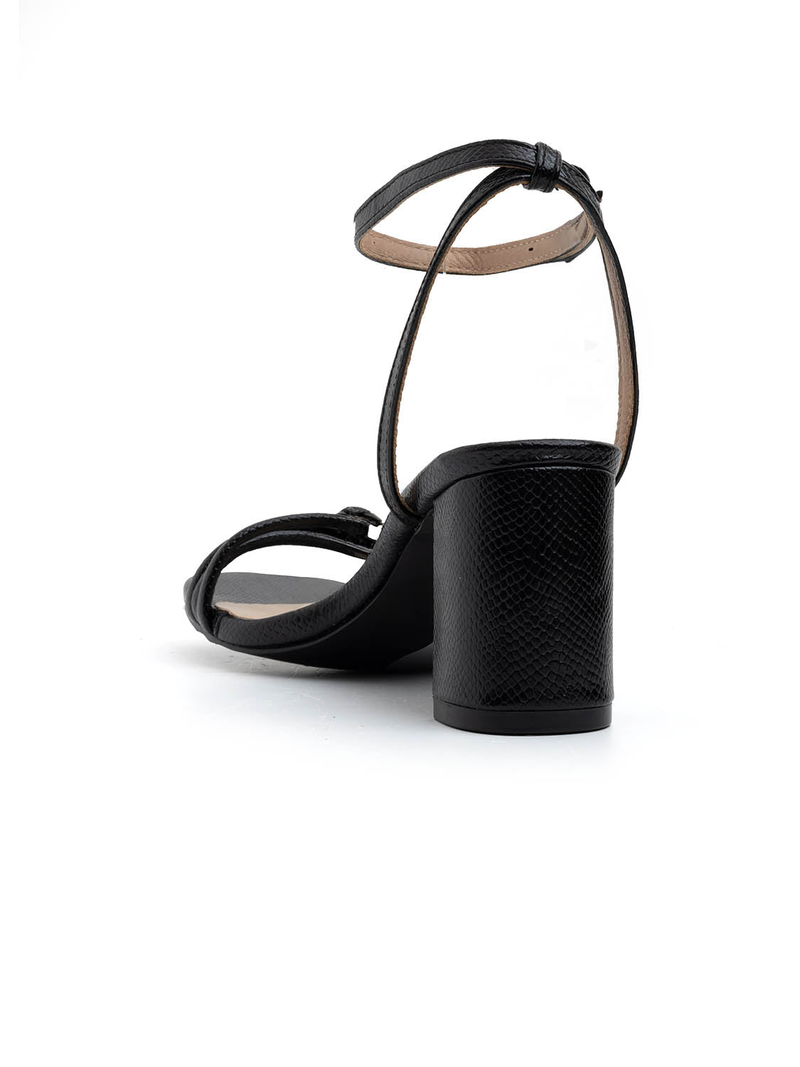Sandalo multi-strip con tacco largo - NERO