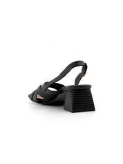 Cross strap sandal with block heel - BLACK