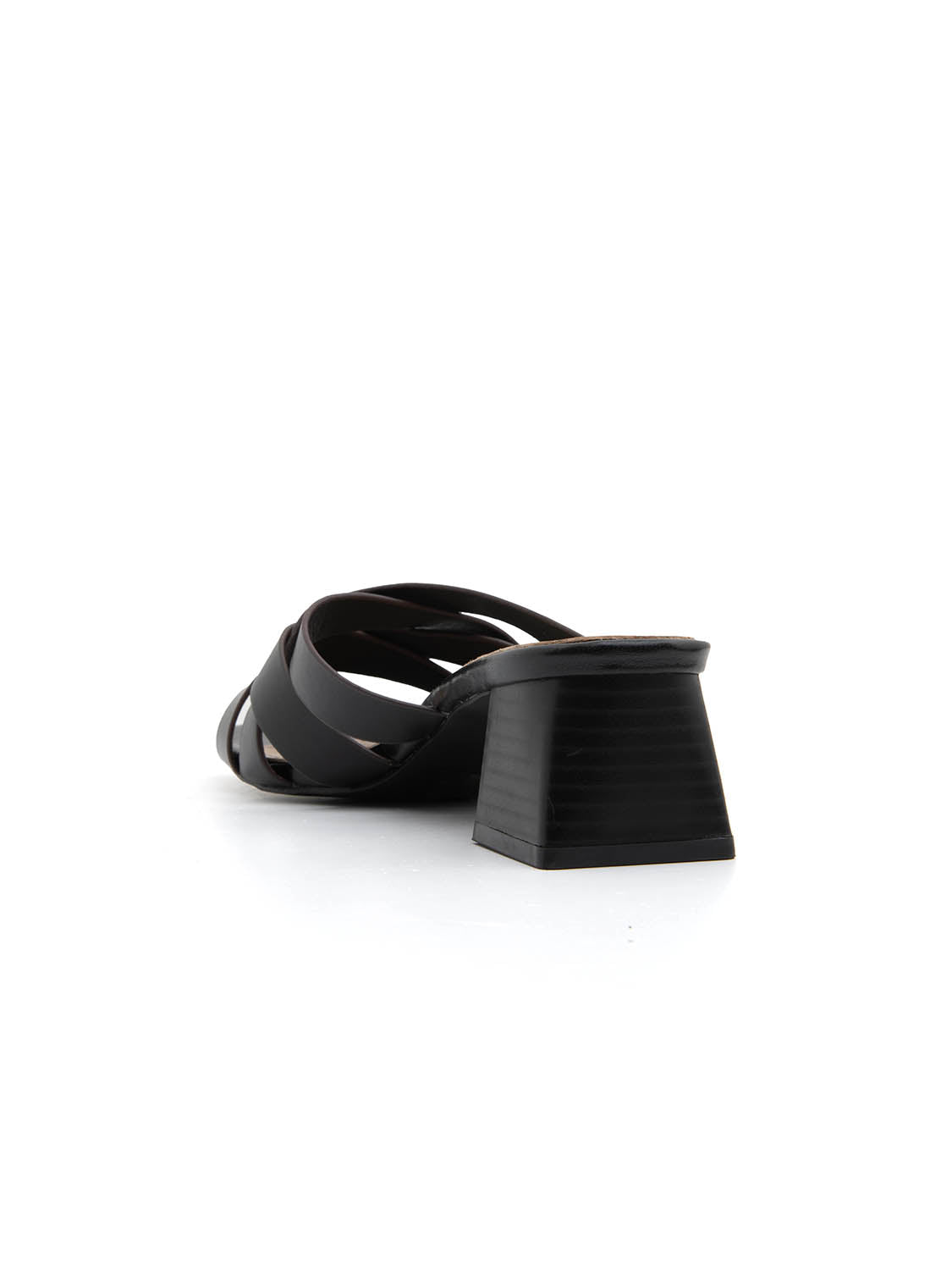 Cross-strap sabot with block heel - BLACK