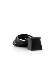 Cross-strap sabot with block heel - BLACK
