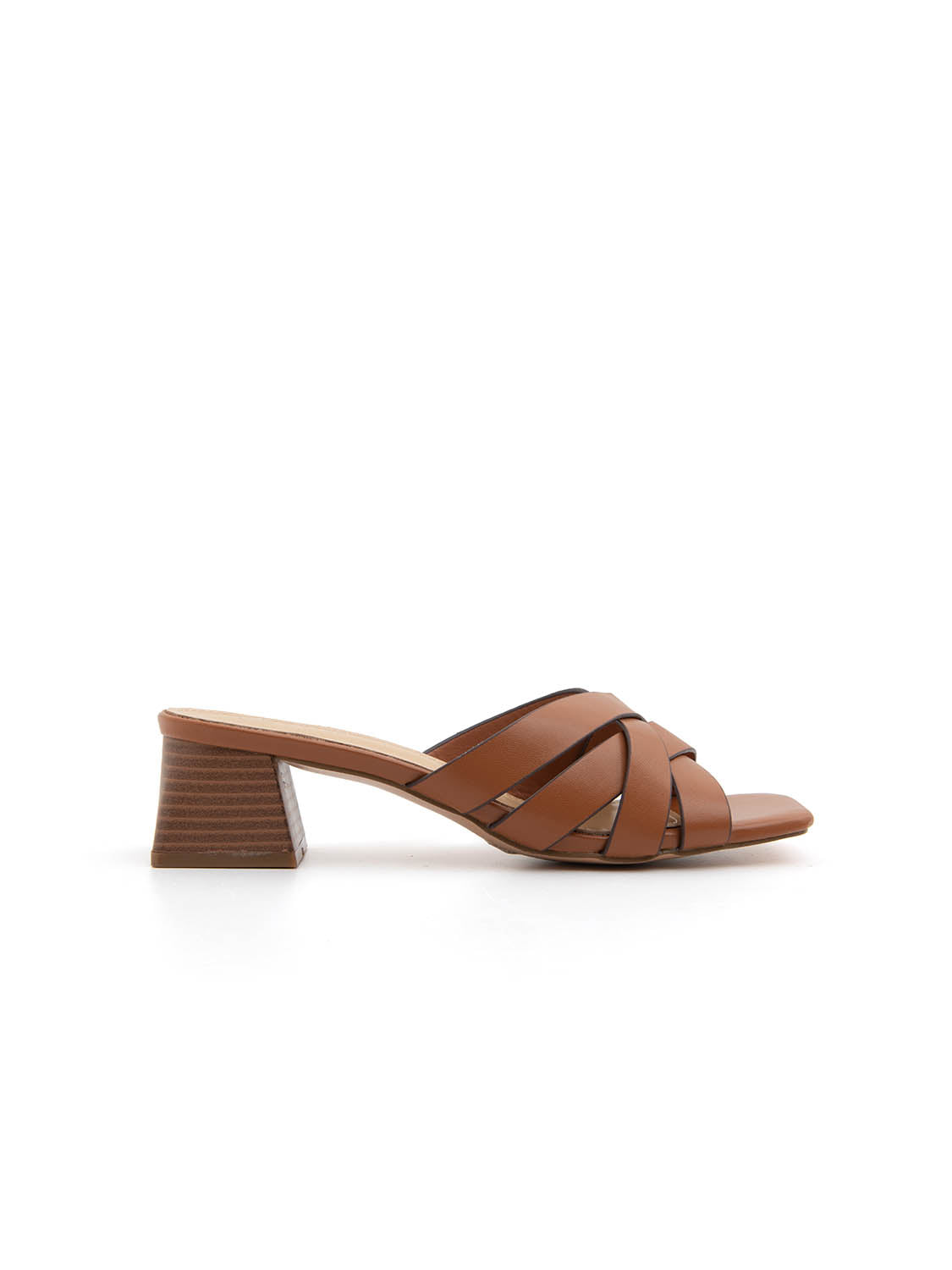 Cross-strap square-heel clogs - BROWN