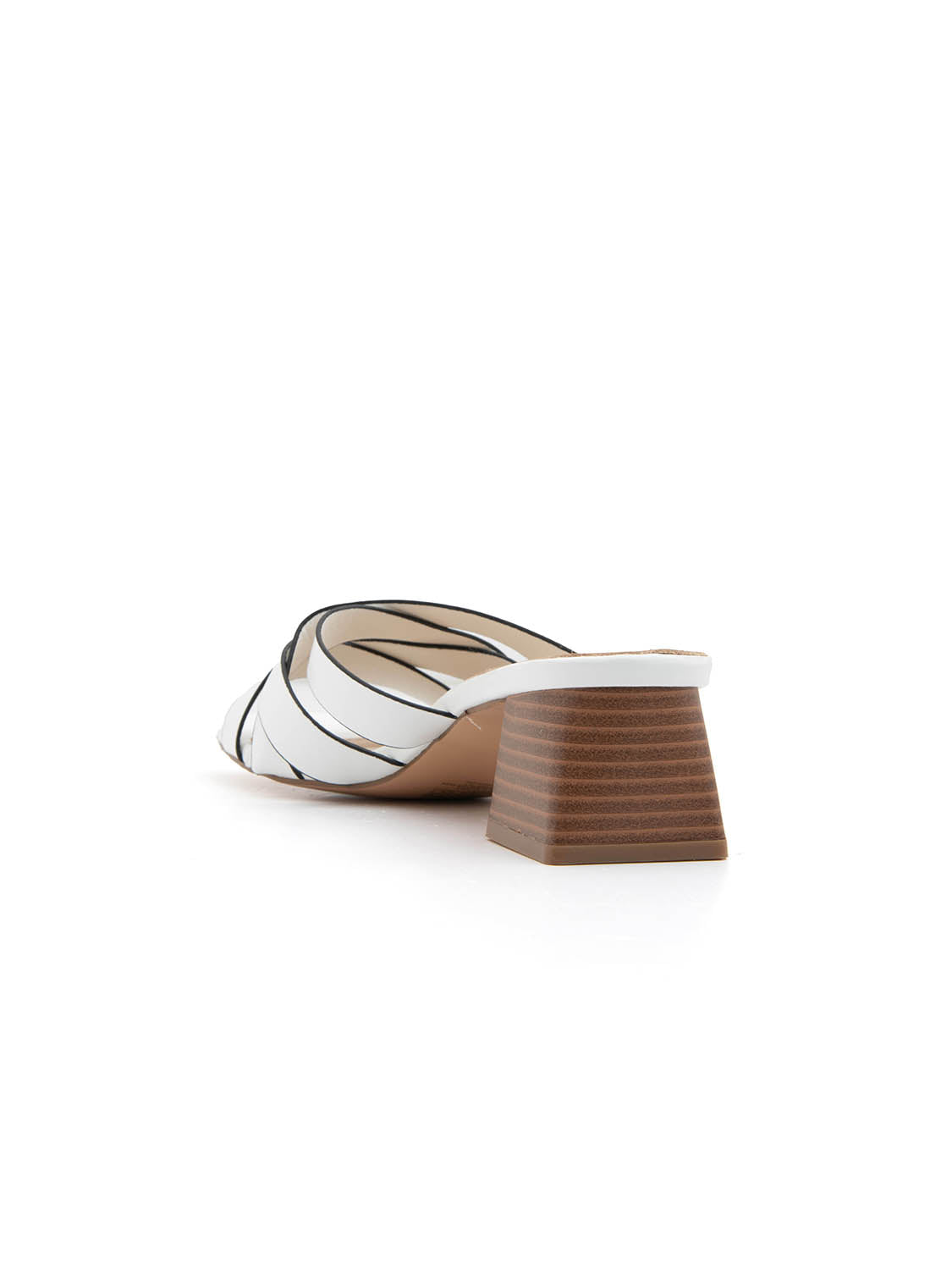Sabot cross-band con tacco quadrato - BIANCO