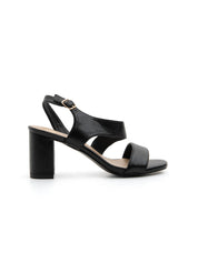 Heeled sandal with wide heel and sculpt strap - BLACK